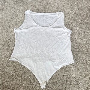 Tahari Modern Essentials White Thong Bodysuit XL